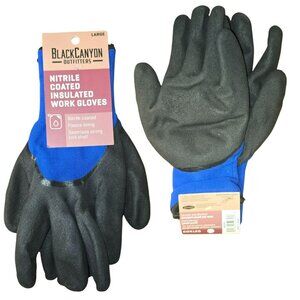 Men’s Size Large Black/Blue Nitrile Coated Insulated Work Gloves NEW BlackCanyon